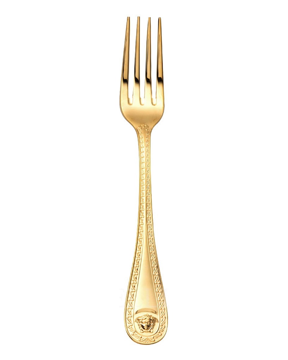 베르사체 샐러드 Fork 라지 메두사 커트러리 골드 접시 Versace Salad Fork Large Medusa Cutlery Gold Plated 02183