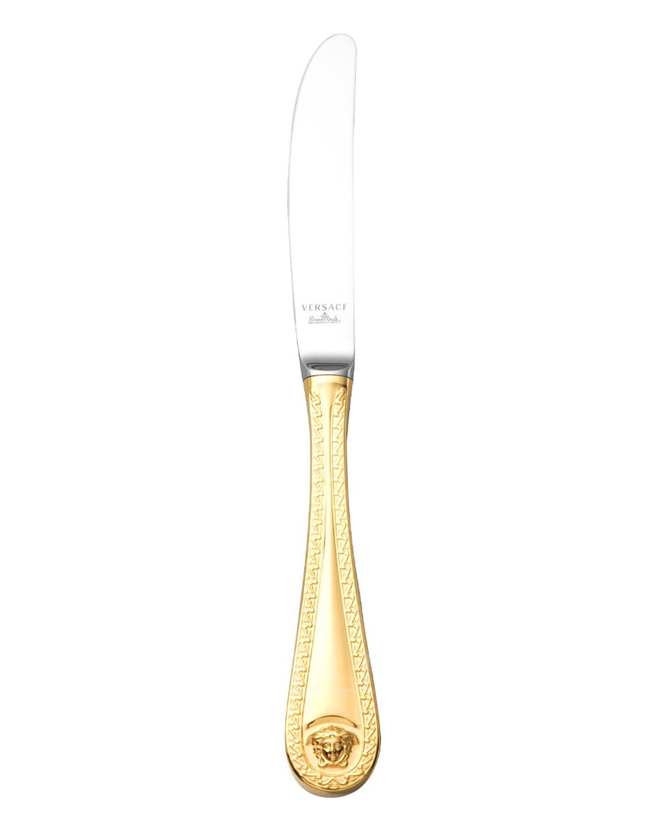 베르사체 Sauce 국자 메두사 커트러리 골드 접시 Versace Sauce Ladle Medusa Cutlery Gold Plated 02186