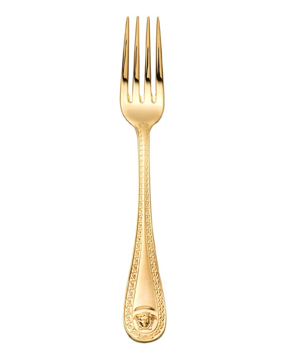 베르사체 Meat Fork 라지 메두사 커트러리 골드 접시 Versace Meat Fork Large Medusa Cutlery Gold Plated 02185