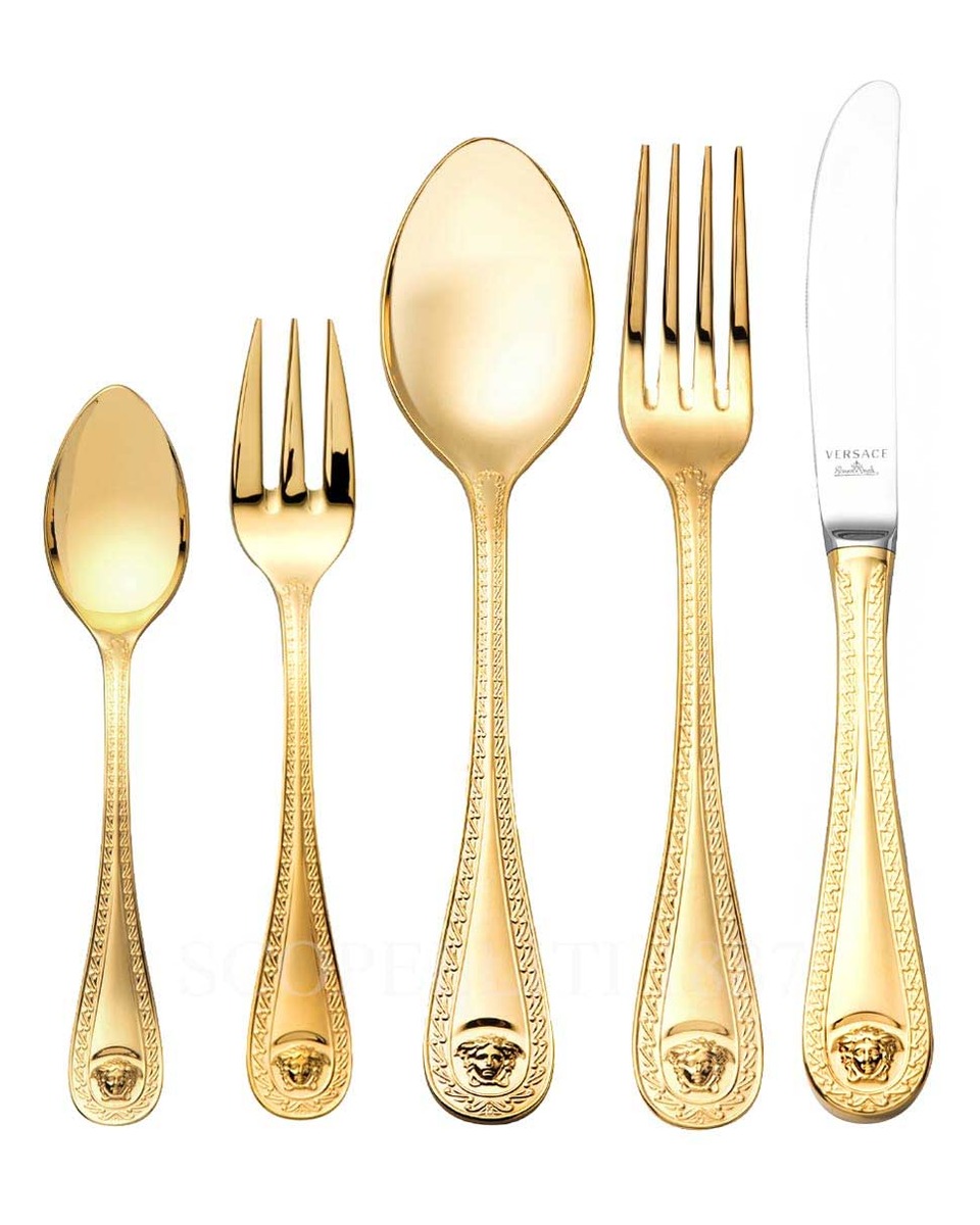 베르사체 디저트 Fork 메두사 커트러리 골드 접시 Versace Dessert Fork Medusa Cutlery Gold Plated 02191
