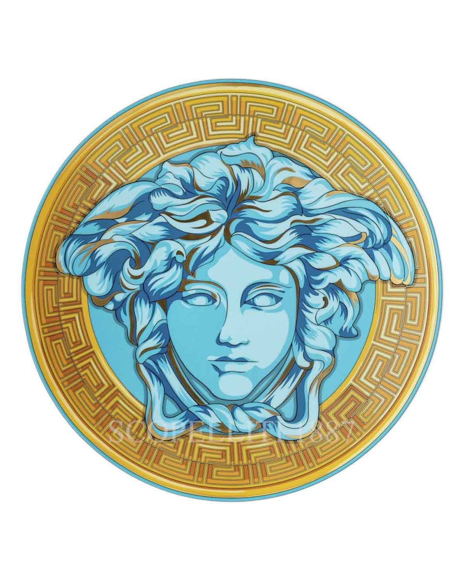 베르사체 Presentation 접시 메두사 Amplified 블루 Coin Versace Presentation Plate Medusa Amplified Blue Coin 02405