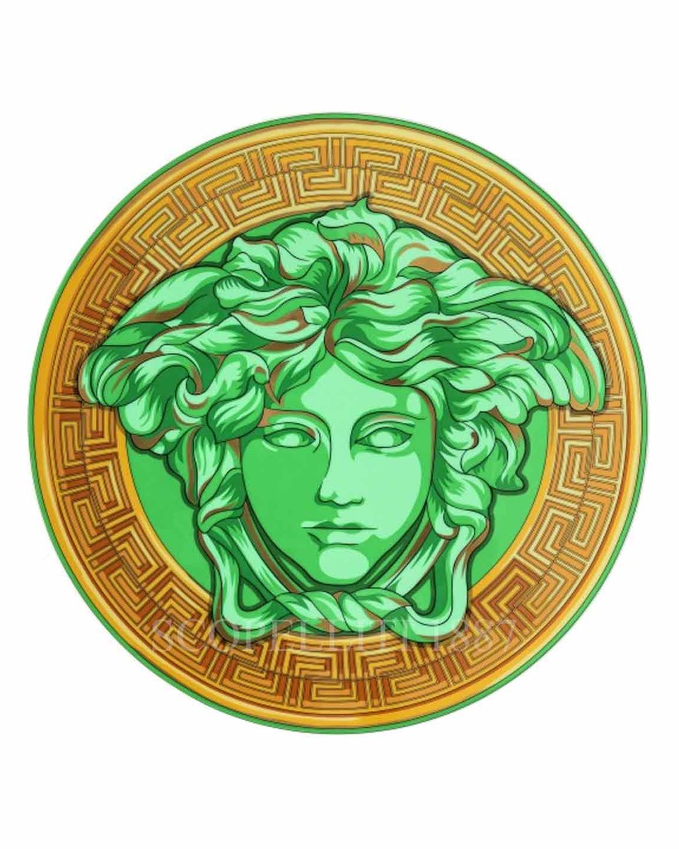 베르사체 Presentation 접시 메두사 Amplified 그린 Coin Versace Presentation Plate Medusa Amplified Green Coin 02406