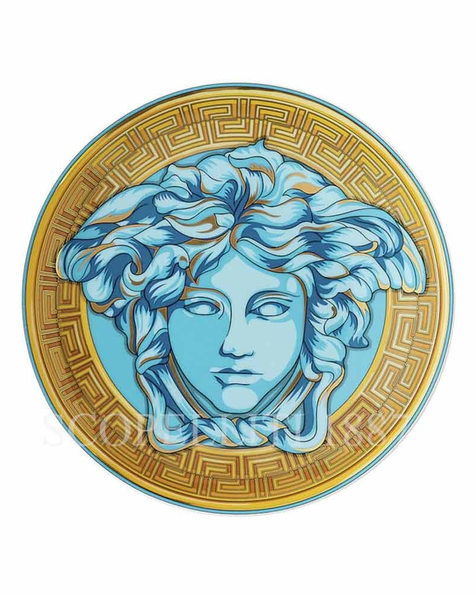 베르사체 브레드 접시 메두사 Amplified 블루 Coin Versace Bread Plate Medusa Amplified Blue Coin 02411