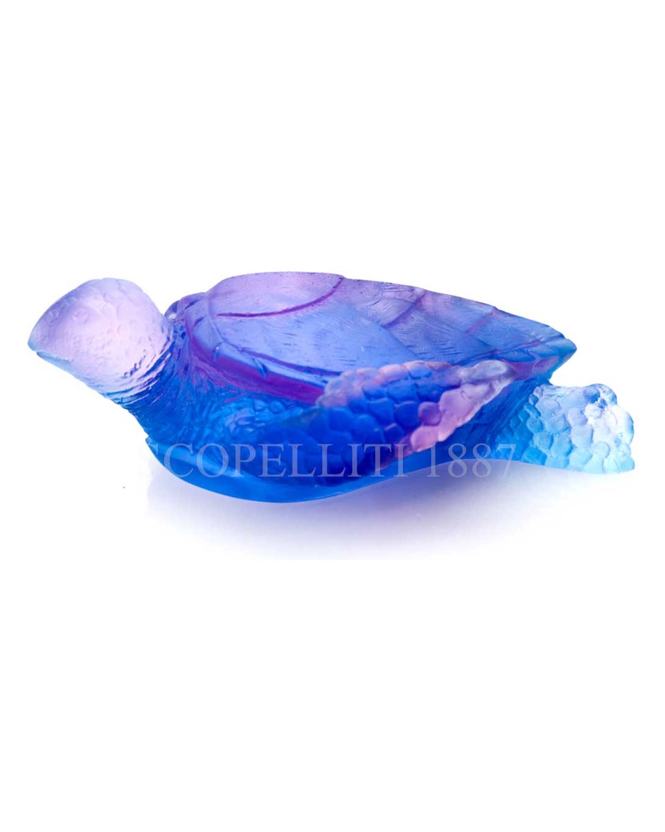 DAUM 크리스탈 Sea Turtle Mer de Corail 미디움 블루 핑크 Daum Crystal Sea Turtle Mer de Corail Medium Blue Pink 02578