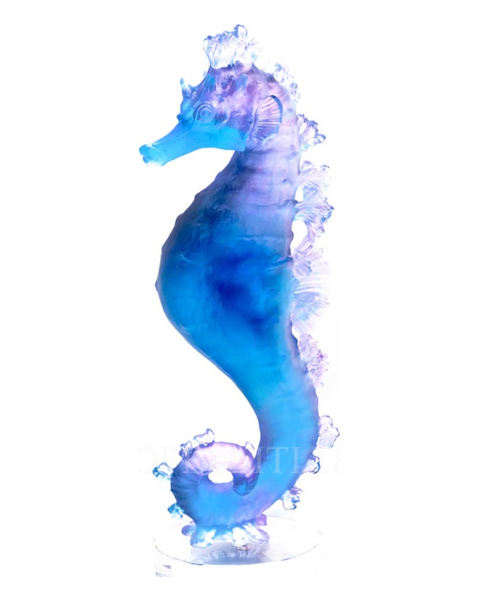 DAUM 크리스탈 SEA홀스 Mer de Corail 블루 핑크 NUMBE레드 에디션 Daum Crystal Seahorse Mer de Corail Blue Pink Numbered Edition 02579