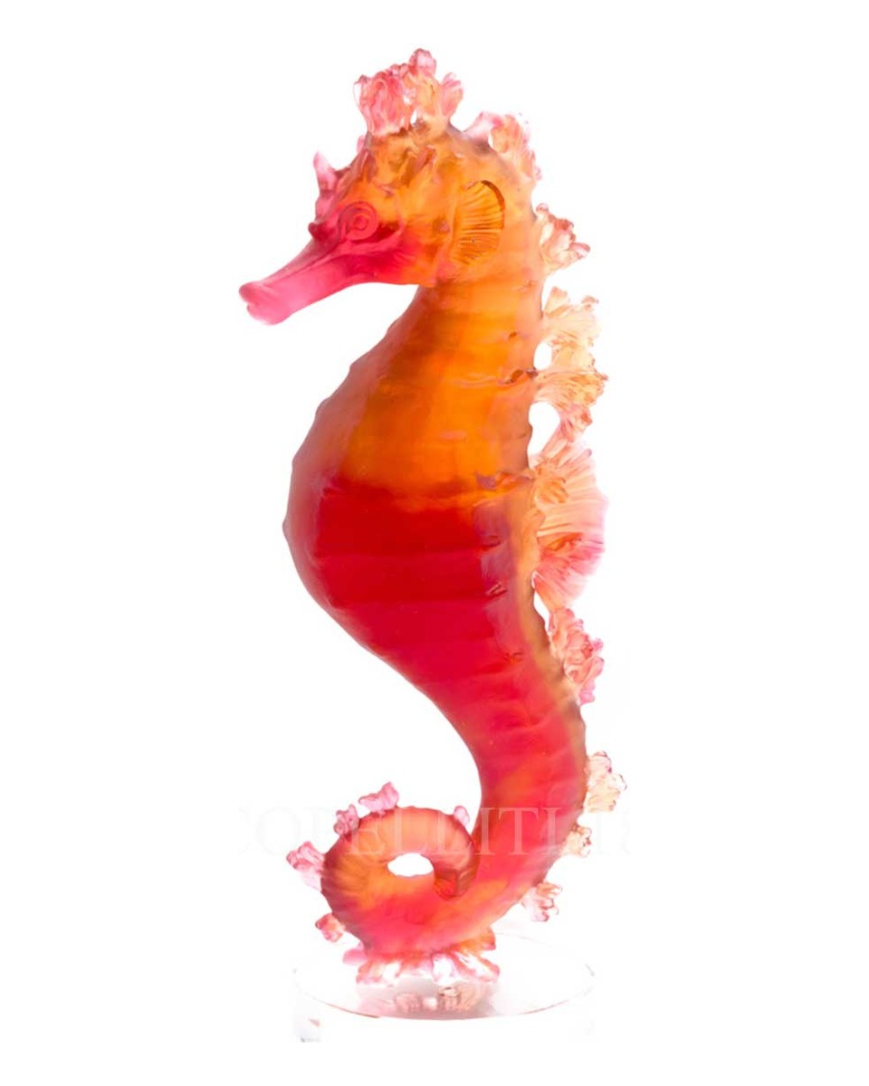 DAUM 크리스탈 SEA홀스 Mer de Corail Amber Red NUMBE레드 에디션 Daum Crystal Seahorse Mer de Corail Amber Red Numbered Edition 02580