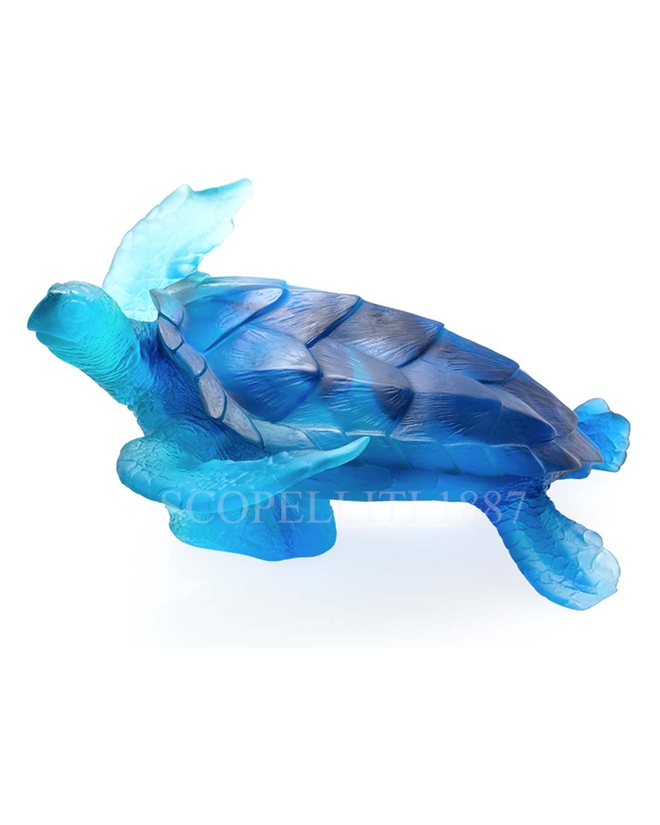 DAUM 크리스탈 Sea Turtle Mer de Corail 라지 블루 NUMBE레드 에디션 Daum Crystal Sea Turtle Mer de Corail Large Blue Numbered Edition 02596