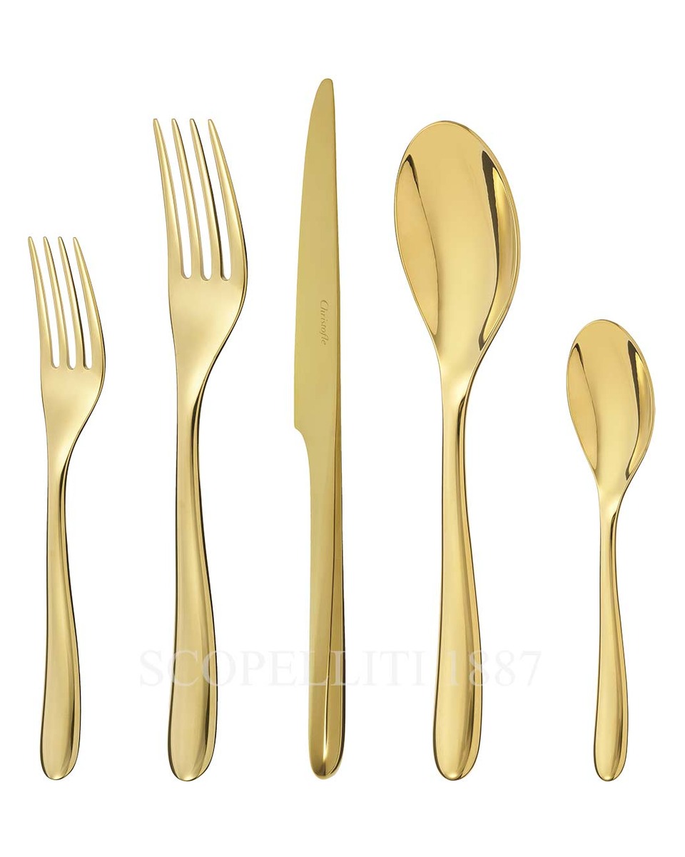 크리스토플레 5 피스 P레이스 Setting L’Ame 골드 스테인리스 스틸 Christofle 5 Piece Place Setting L’Ame Gold Stainless Steel 00653