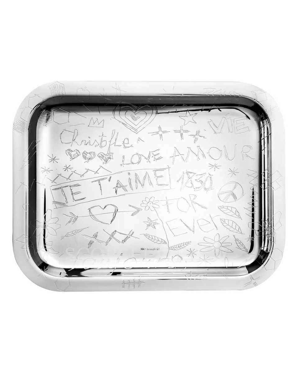 크리스토플레 Graffiti 실버 접시D 직사각형 트레이 26 x 20 cm Christofle Graffiti Silver Plated Rectangular Tray 26 x 20 cm 00661 1/3