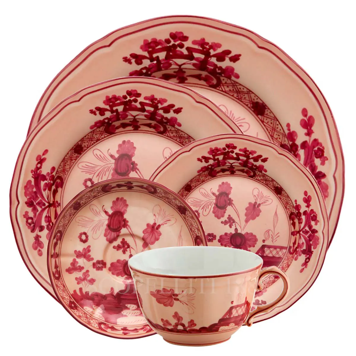 지노리 1735 Ginori 5 piece Place Setting Oriente Italiano Vermiglio 003RG00 FPT110010265G00123800 + 003RG00 FPT110010210G00 1/5