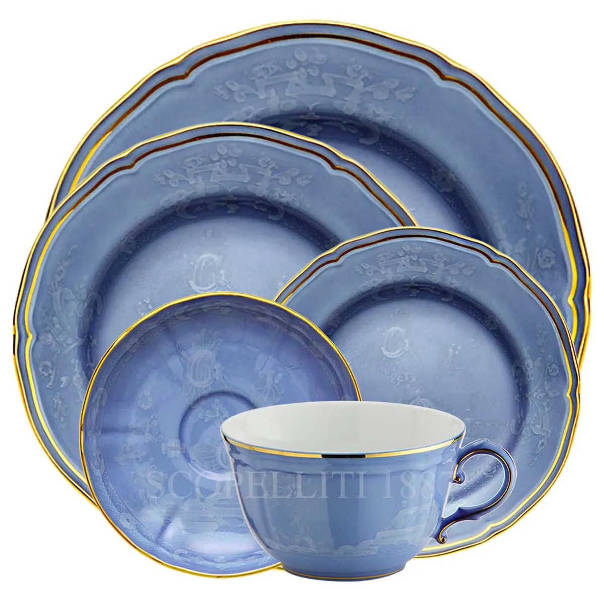 지노리 1735 Ginori 5 piece Place Setting Oriente Italiano Pervinca 003RG00 FPT110010265G00124400 + 003RG00 FPT110010210G001