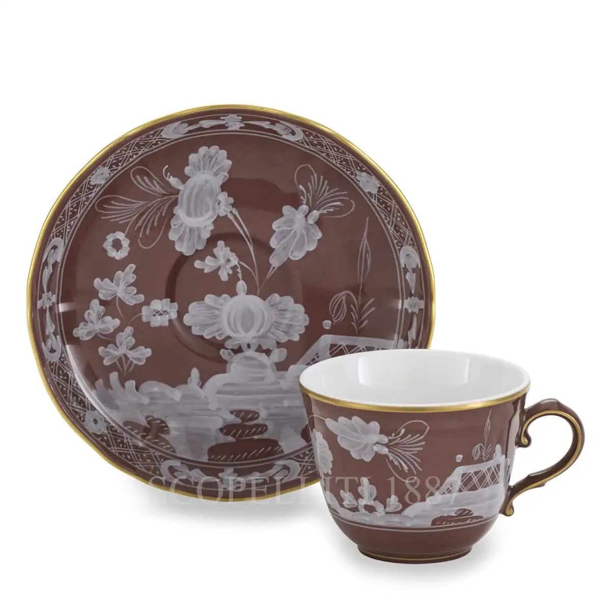 지노리 1735 Ginori 1735 Oriente Italiano Castagna Coffee Cup and Saucer 003RG00 FTZ301010120G00135800 + 003RG00 FPT30101013