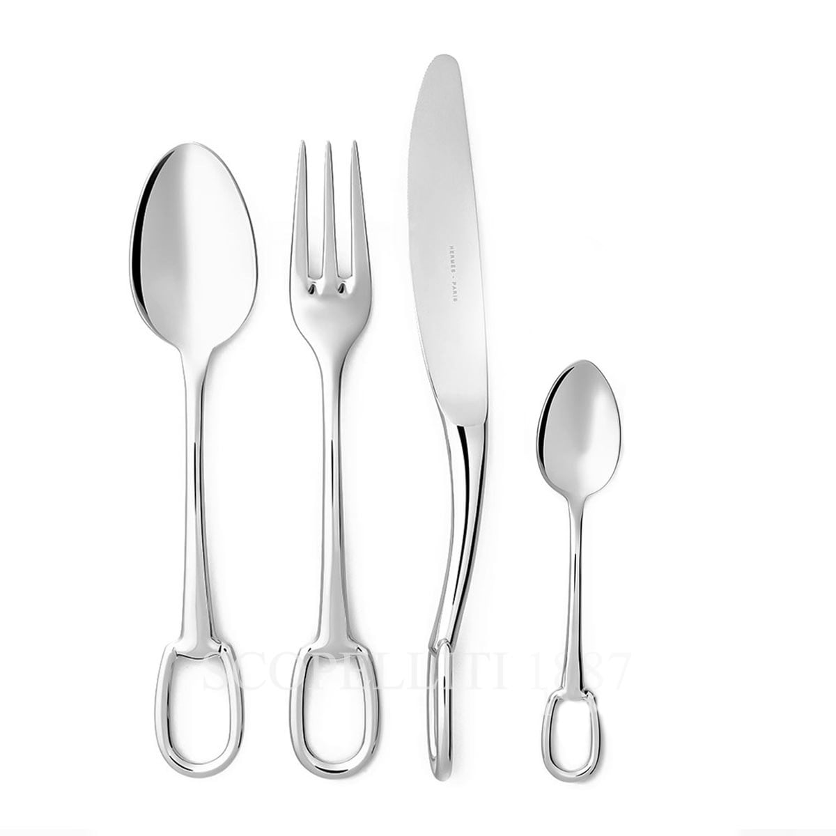 에르메스 Hermes Cutlery 24 Pieces Attelage Stainless Steel 006001P + 006002P + 006003P + 006012P