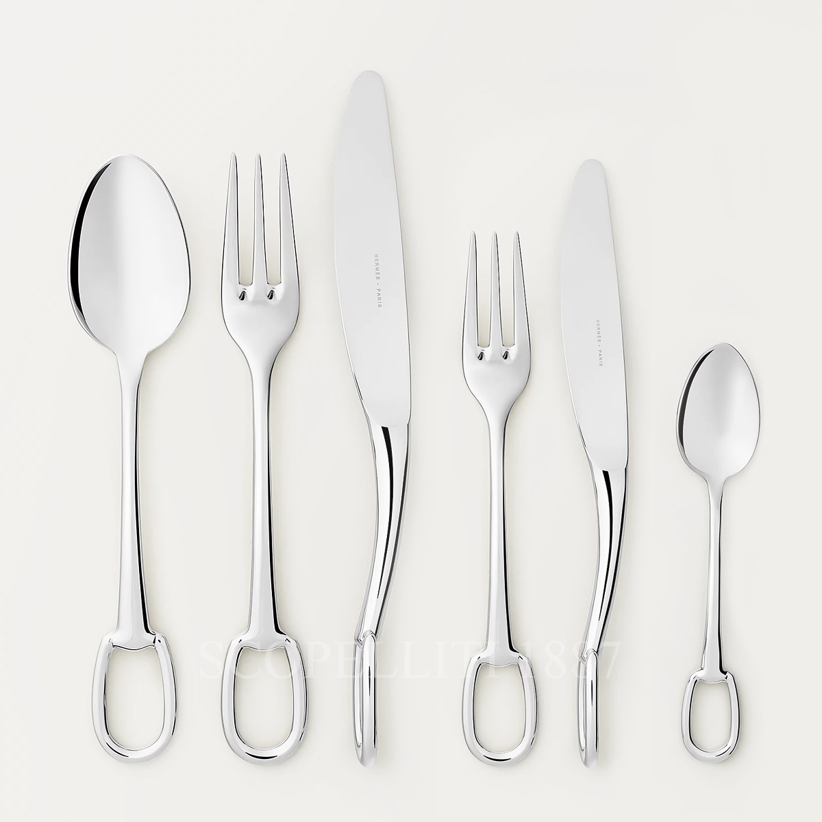 에르메스 Hermes Cutlery 36 Pieces Attelage Stainless Steel 006001P + 006002P + 006003P + 006012P + 006008P + 006009P