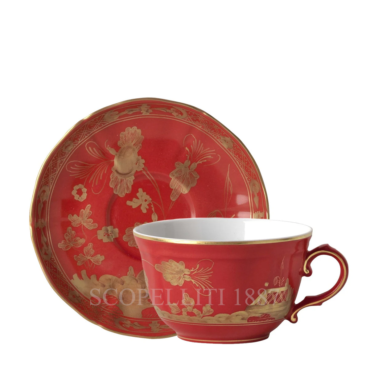 지노리 1735 Ginori 1735 Tea Cup and Saucer Oriente Italiano Rubrum 003RG00 FTZ401010220G00132900 + 003RG00 FPT401010150G001 1/2