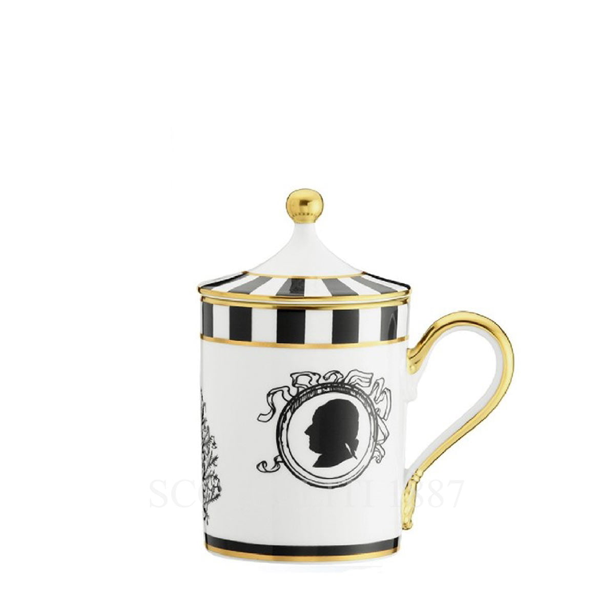 지노리 1735 Ginori Cirque Des Merveilles Mug With Lid Black scopel-49 1/2