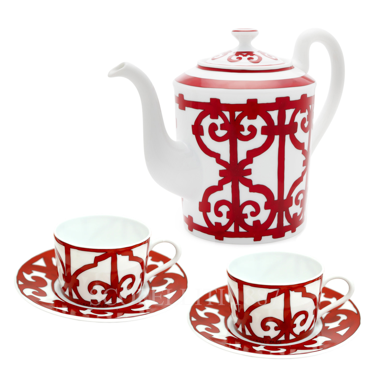 에르메스 Hermes Tea Set Balcon du Guadalquivir 011018P + 011016P 1/4
