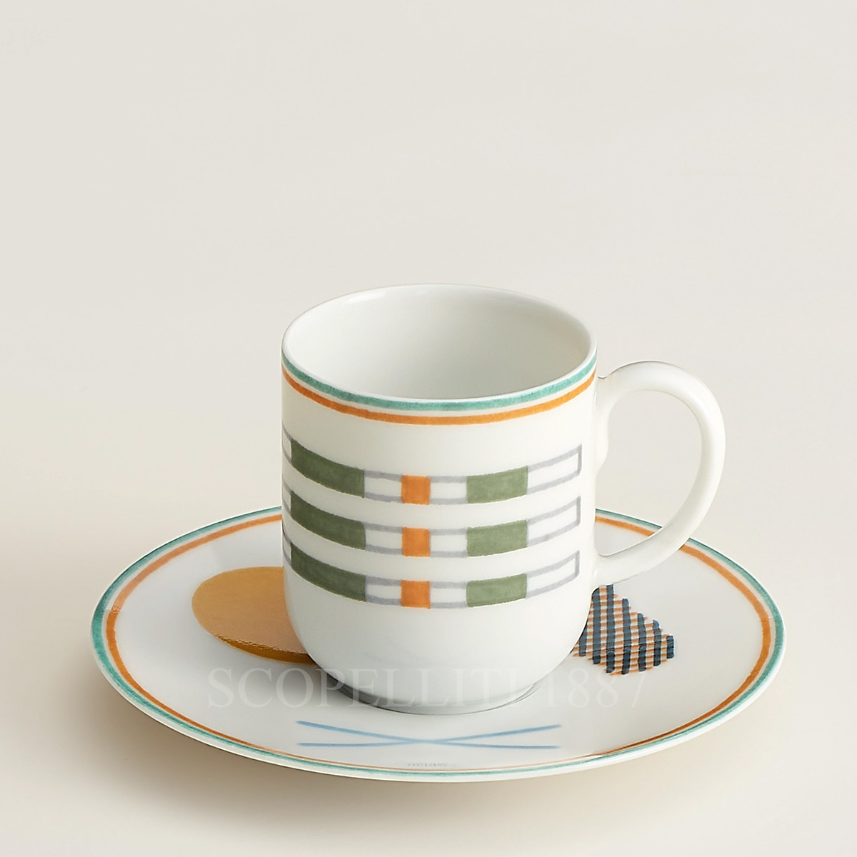 에르메스 Hermes Coffee Cup and Saucer Saut - Set of 2 055017P x 2 1/4
