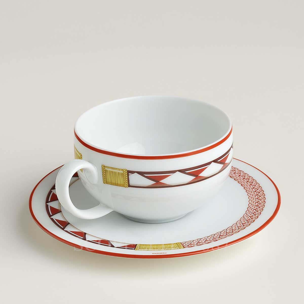 에르메스 Hermes Tea Cup and Saucer Tressages Equestres - Set of 2 057016P x 2 2/3