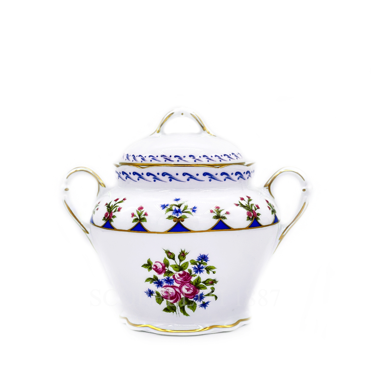 베르나르도 Bernardaud Sugar Bowl Chateaubriand Blue scopel-93 1/2