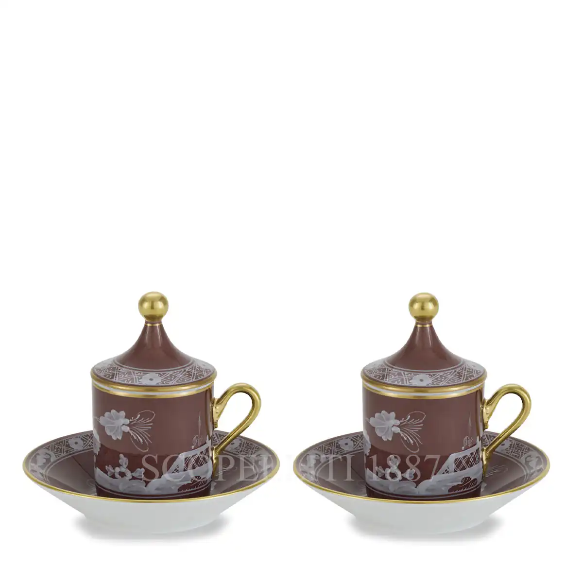 지노리 1735 Ginori 1735 Oriente Italiano Castagna Coffee Set for 2 004RG00 FX9176LXG00135800 1/3