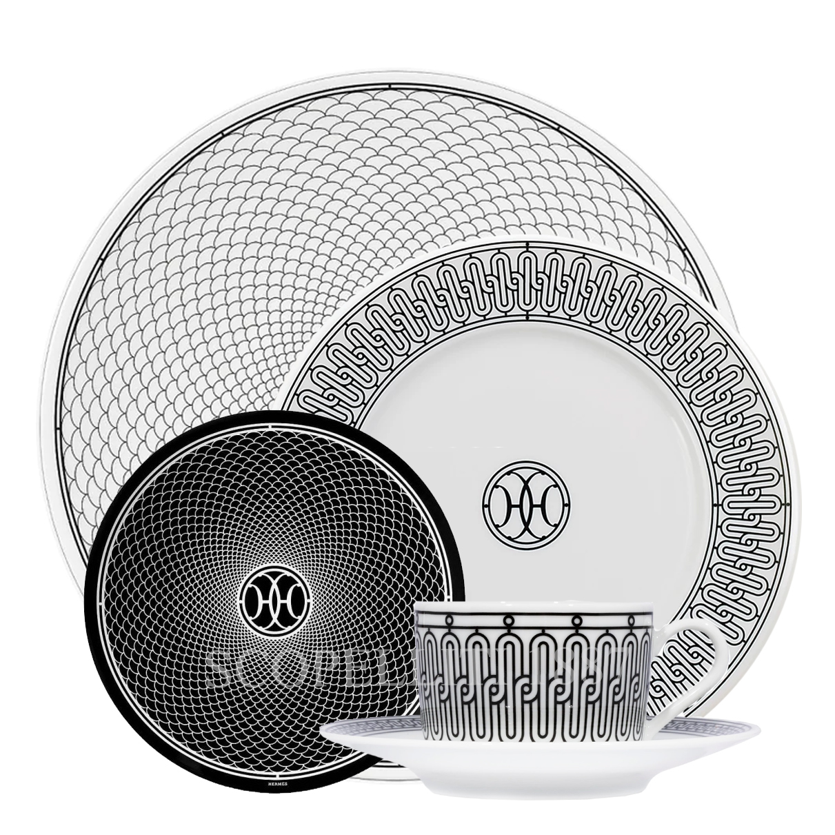 에르메스 Hermès H Deco 5-Piece Place Setting 037001P + 037007P + 037012P + 037016P 1/5