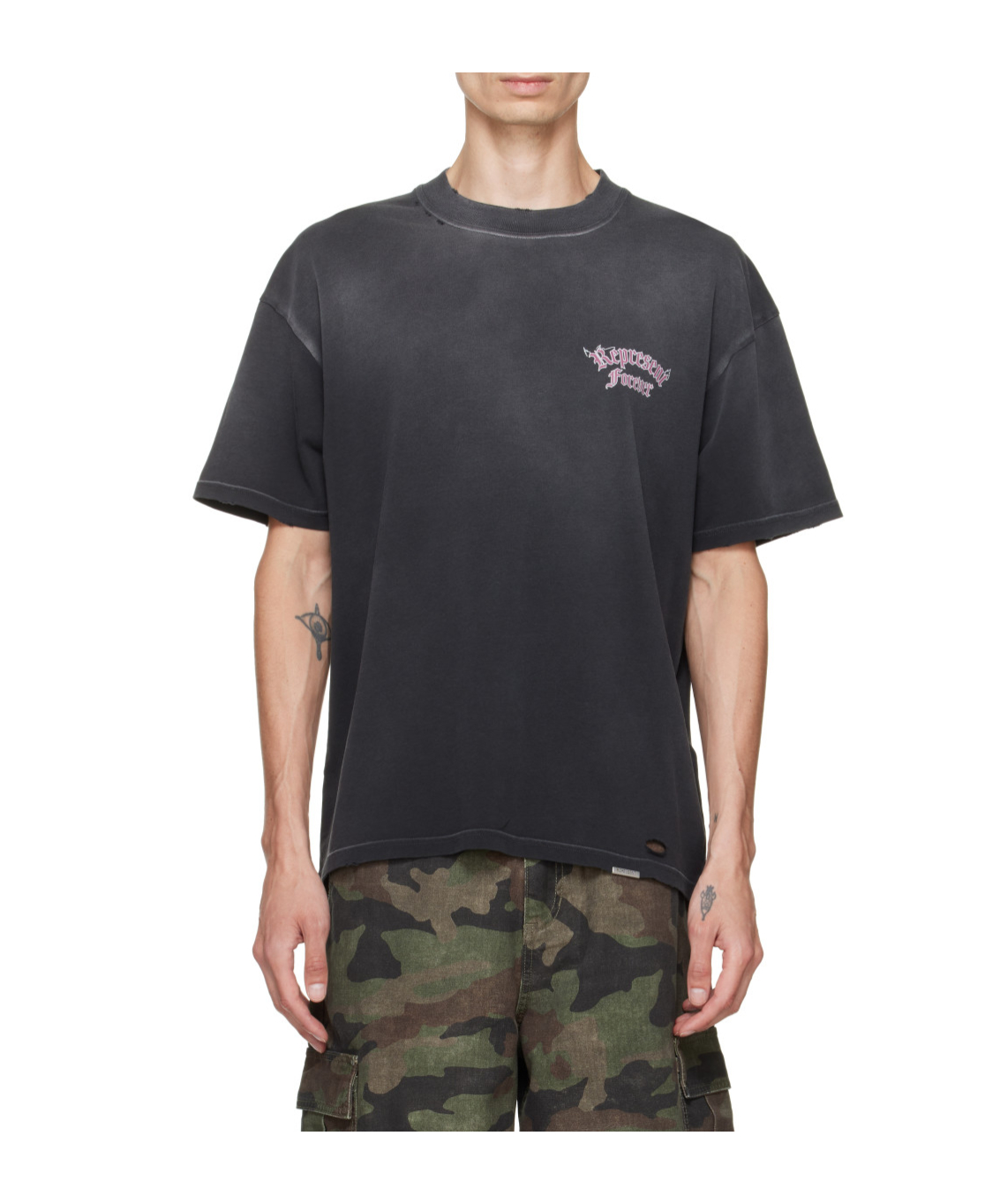 레프에센트 DUALITY TEE neck short sleeves unisex 코튼 크루넥 티셔츠 남성 블랙 26FW MLM101189WASHEDBLACK