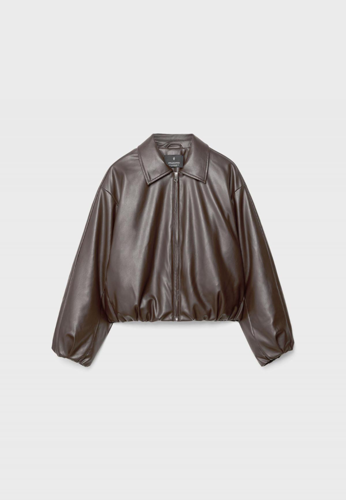 스트라디바리우스 테크니컬 퀼팅 페이크레더 봄버 자켓 5625/478/400 BROWN
