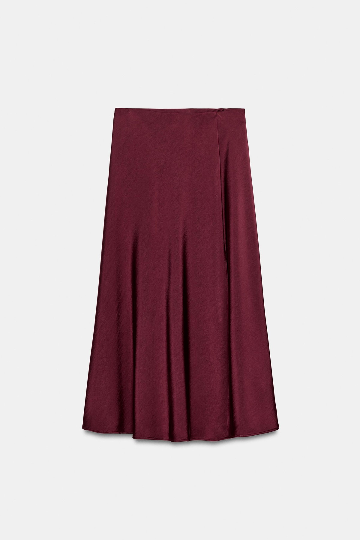자라 새틴 크로스 랩 미디 스커트 8048/581/681 BURGUNDY