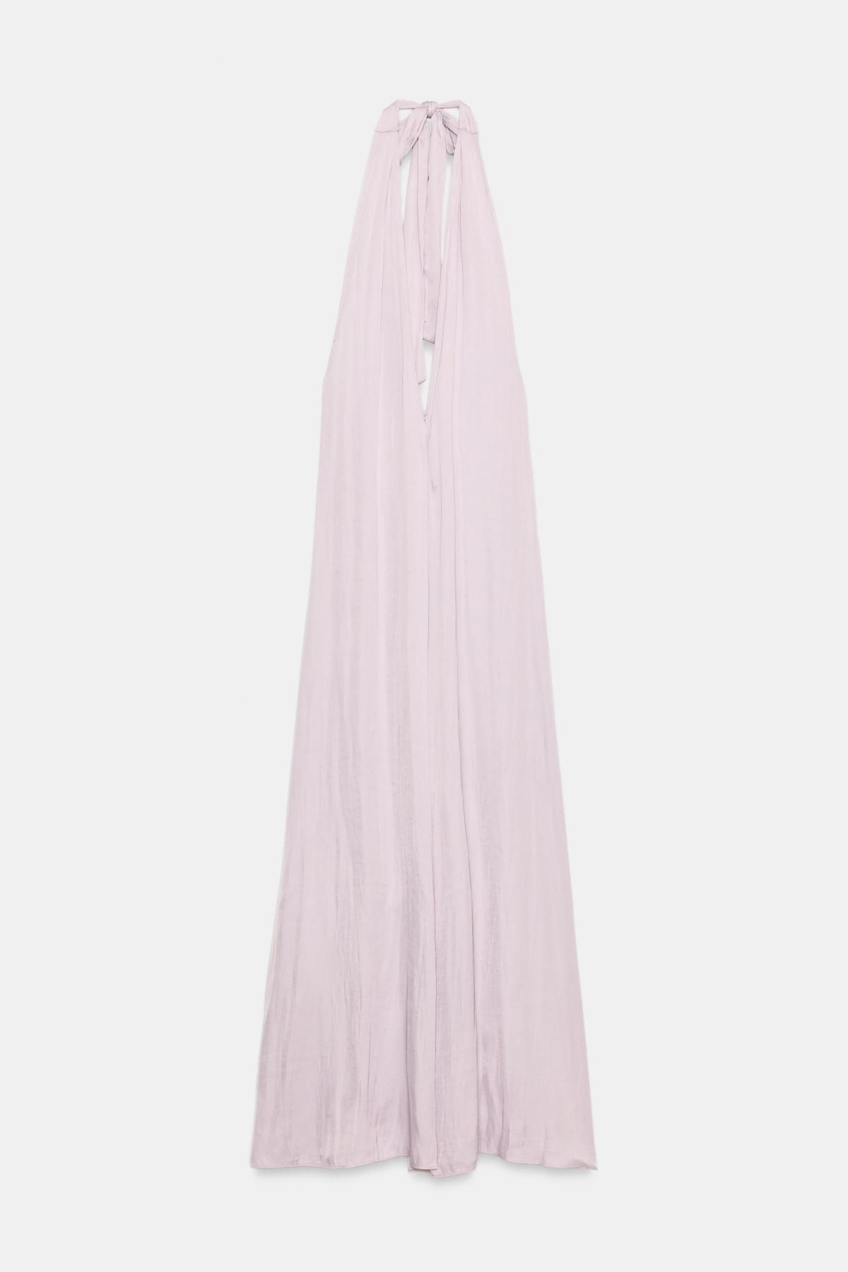 자라 새틴 홀터넥 오픈백 롱 원피스 4772/386/629 LILAC