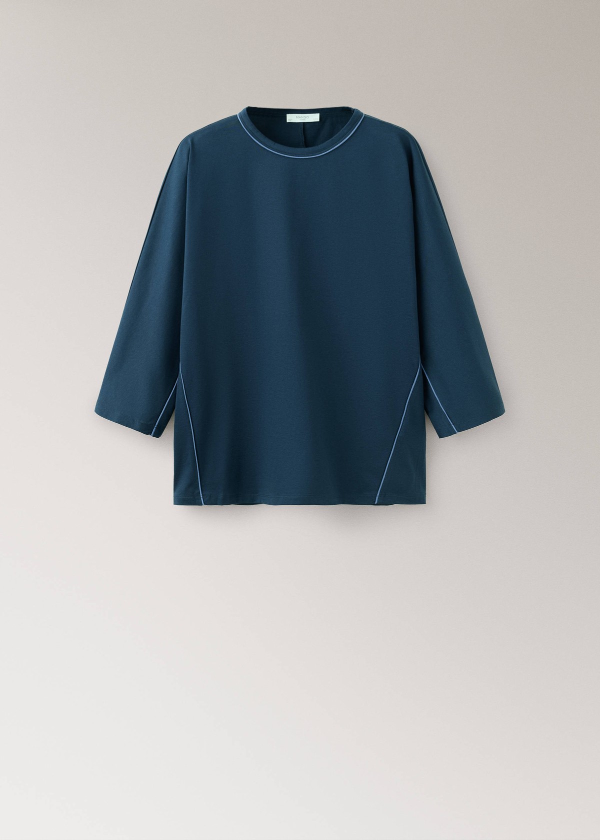 망고 배색 파이핑 파자마 티셔츠 37092920_56 AZUL MARINO
