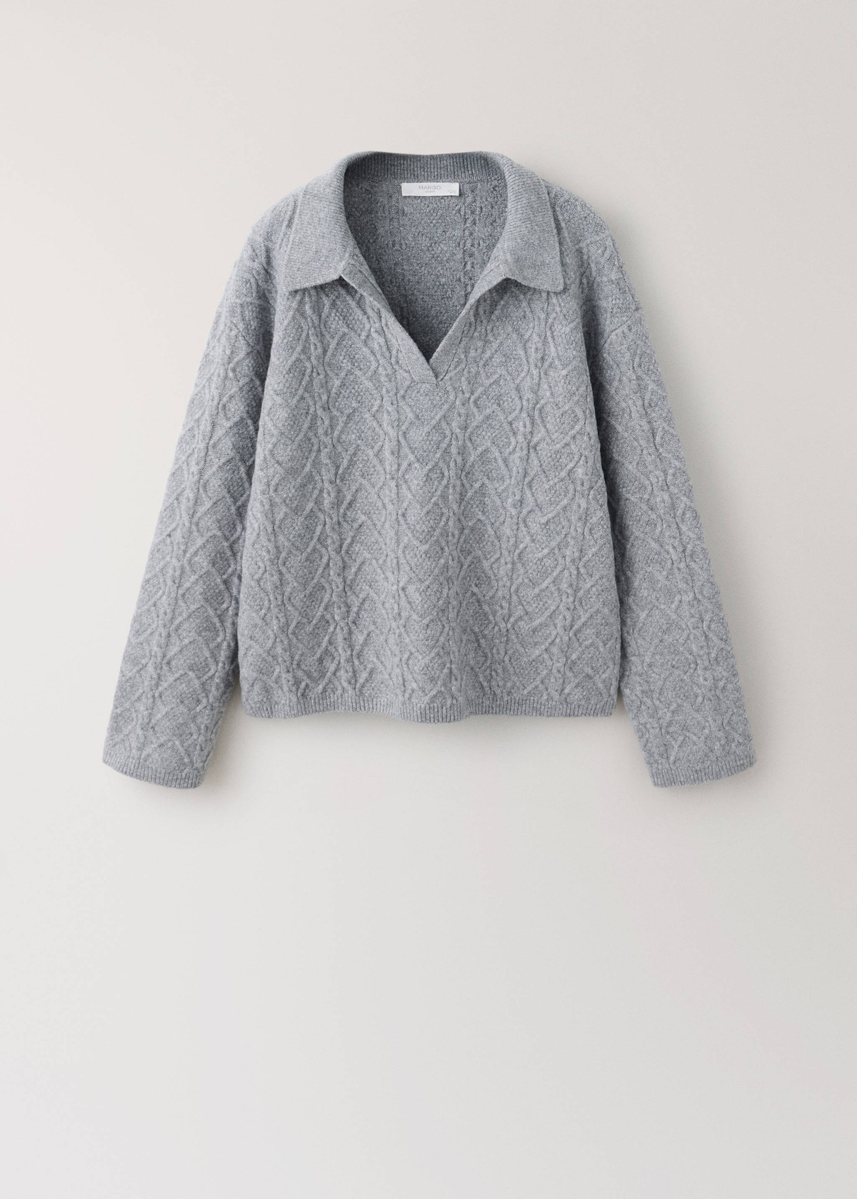 망고 케이블 니트 파자마 스웨터 37072946_92 GRIS
