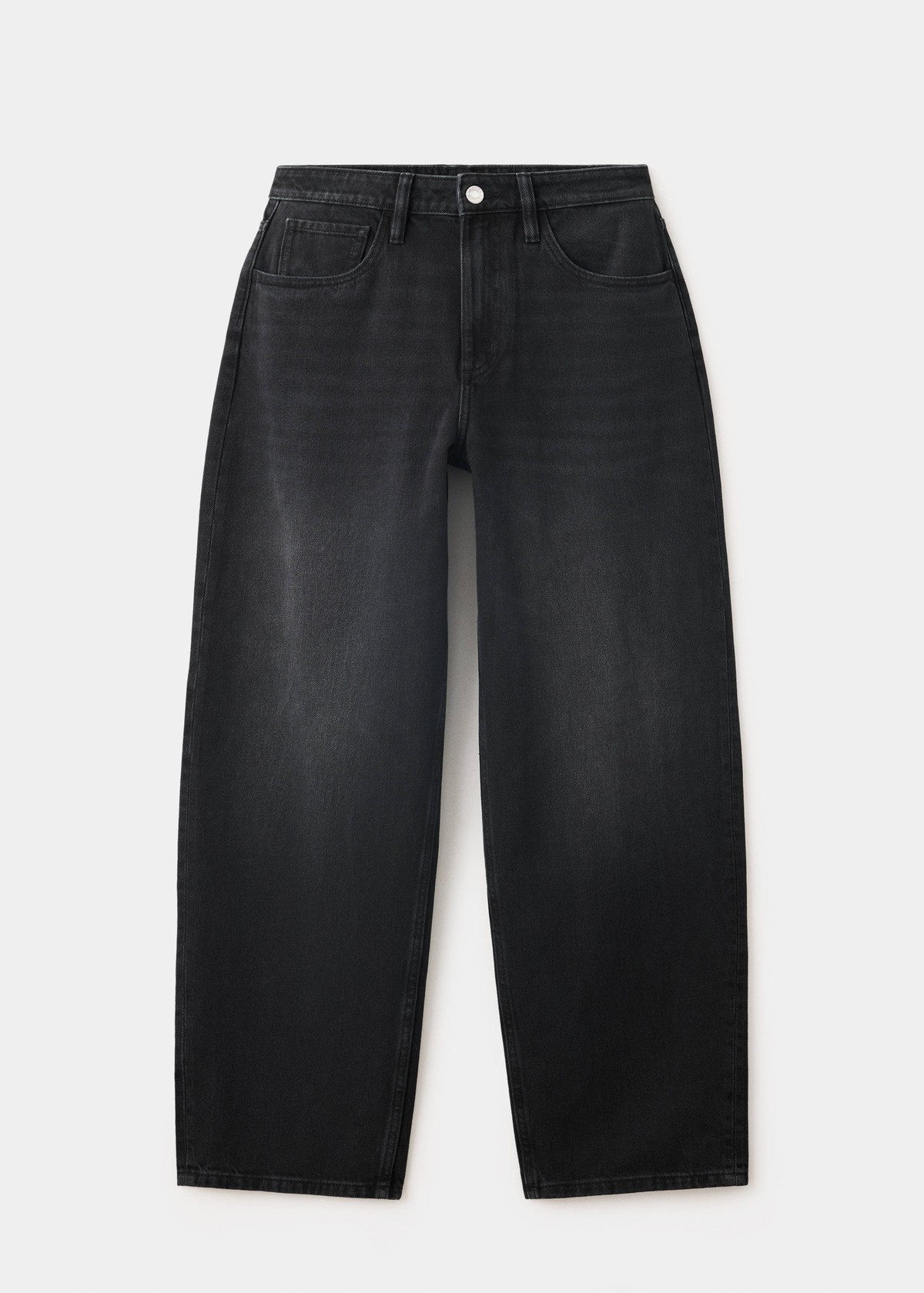 망고 벌룬 미드라이즈 청바지 37037796_TN DENIM NEGRO