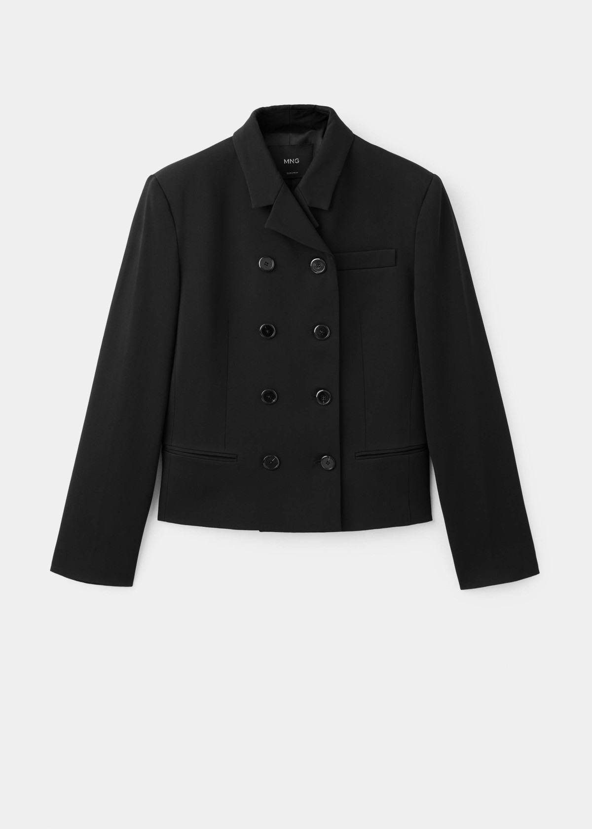 망고 크롭 더블브레스트 블레이저 37067807_99 NEGRO