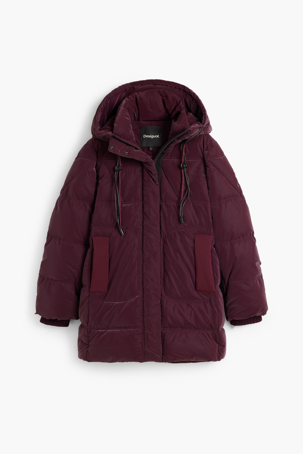 데시구알 퀼팅 후드 롱 패딩 코트 26WWEW543032 BURGUNDY