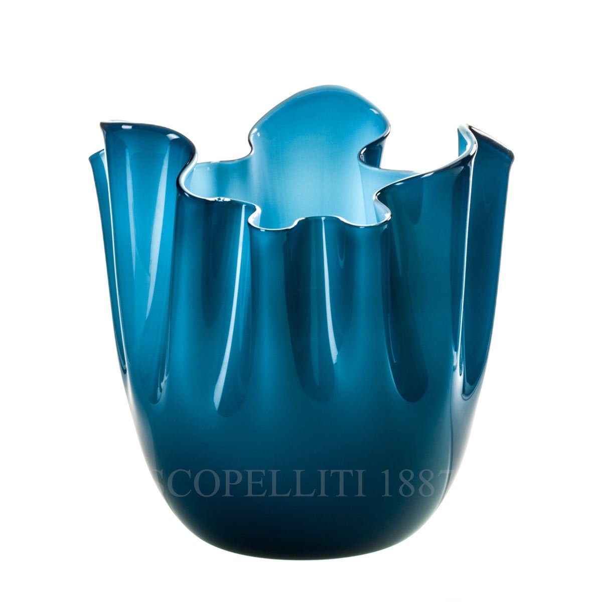 베니니 Venini Fazzoletto Vase Medium Horizon Aquamarine 700.02 OZ/AQ
