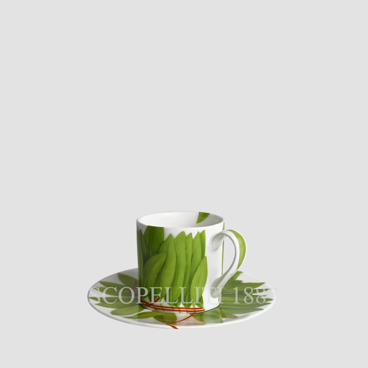 타이투 밀라노 Taitù Fil Rouge Foglie Espresso Cup with Saucer - Set of 2 5-191 2/5