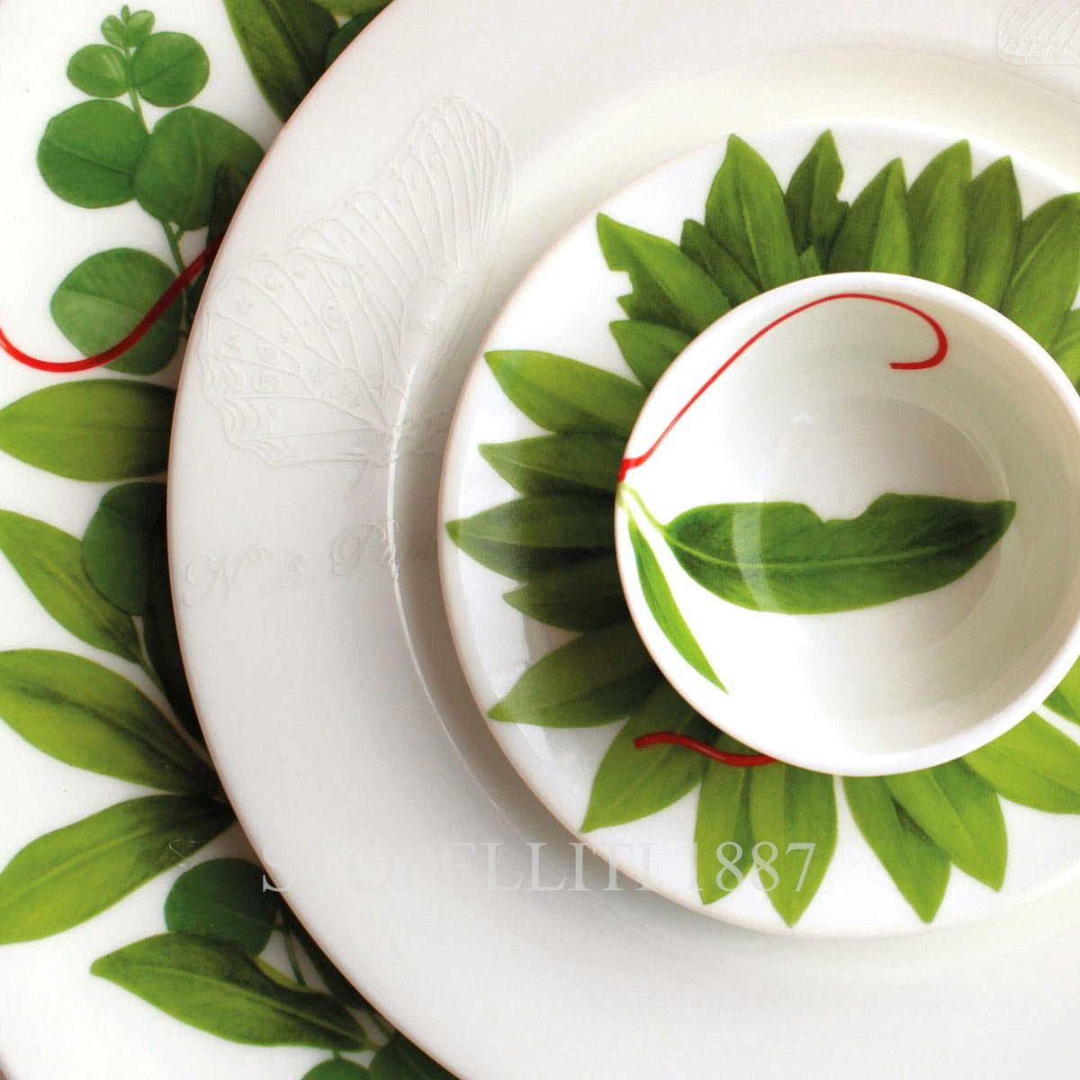 타이투 밀라노 Taitù Fil Rouge Foglie Espresso Cup with Saucer - Set of 2 5-191 5/5