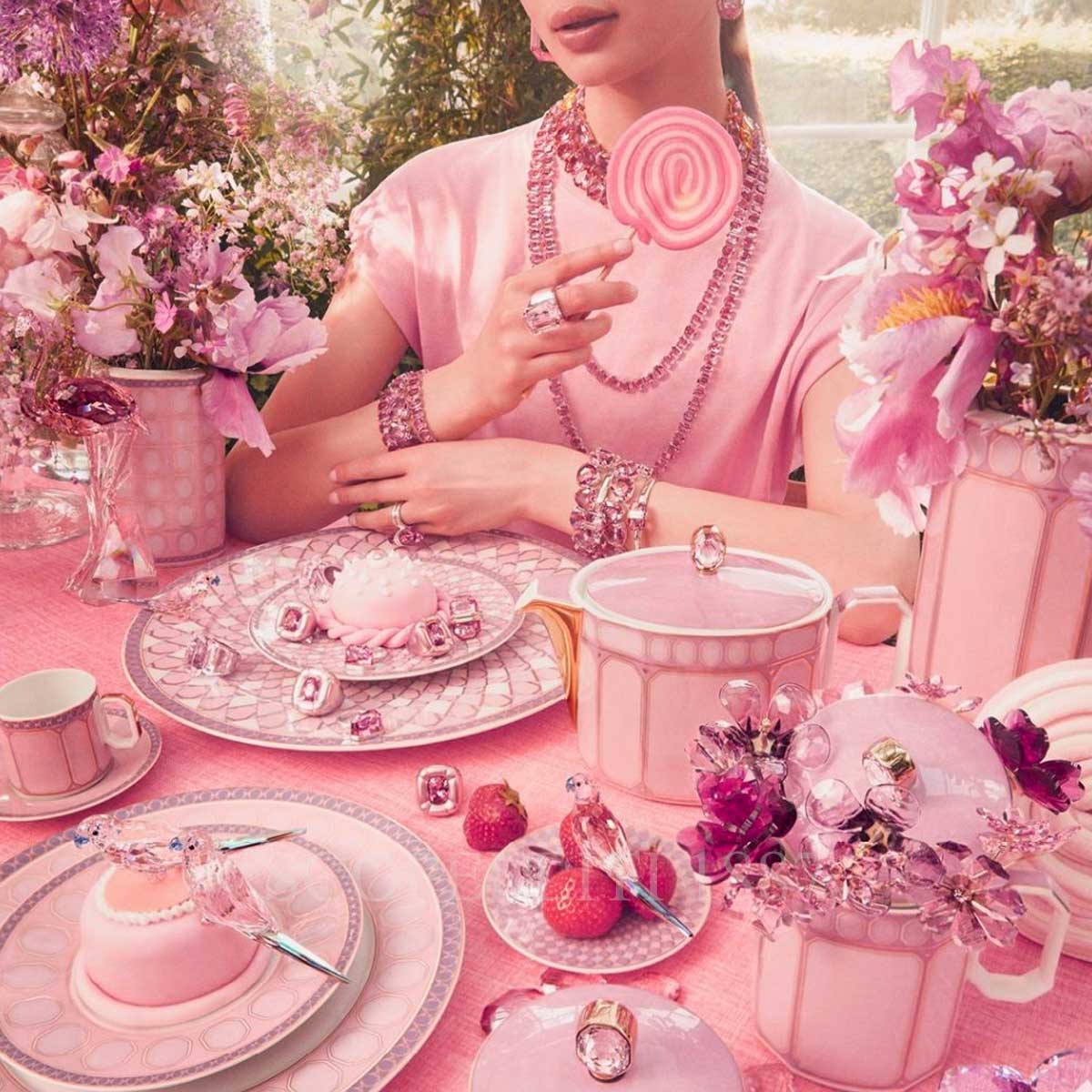 로젠탈 스와로브스키 Swarovski Breakfast Plate Signum Pink 10470-426350-10223 3/3