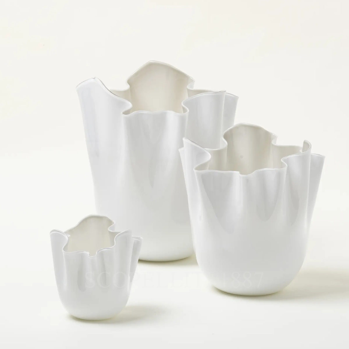 베니니 Venini Fazzoletto Vase Snow Medium 700.02 LA/TP 2/3
