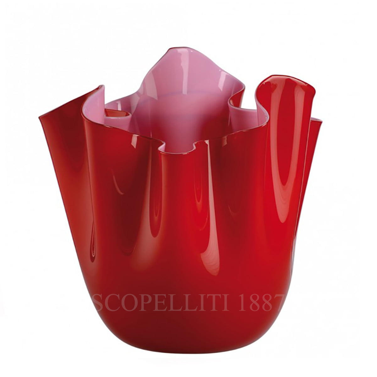 베니니 Venini Fazzoletto Vase Medium Red Opaque Pink 700.02 RV/RP