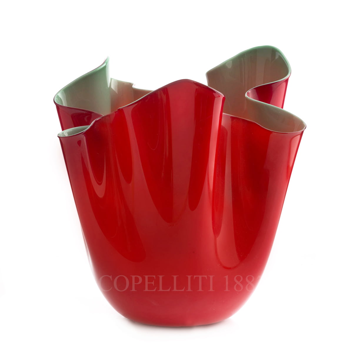 베니니 Venini Fazzoletto Vase Medium Red Apple Green 700.02 RV/VM
