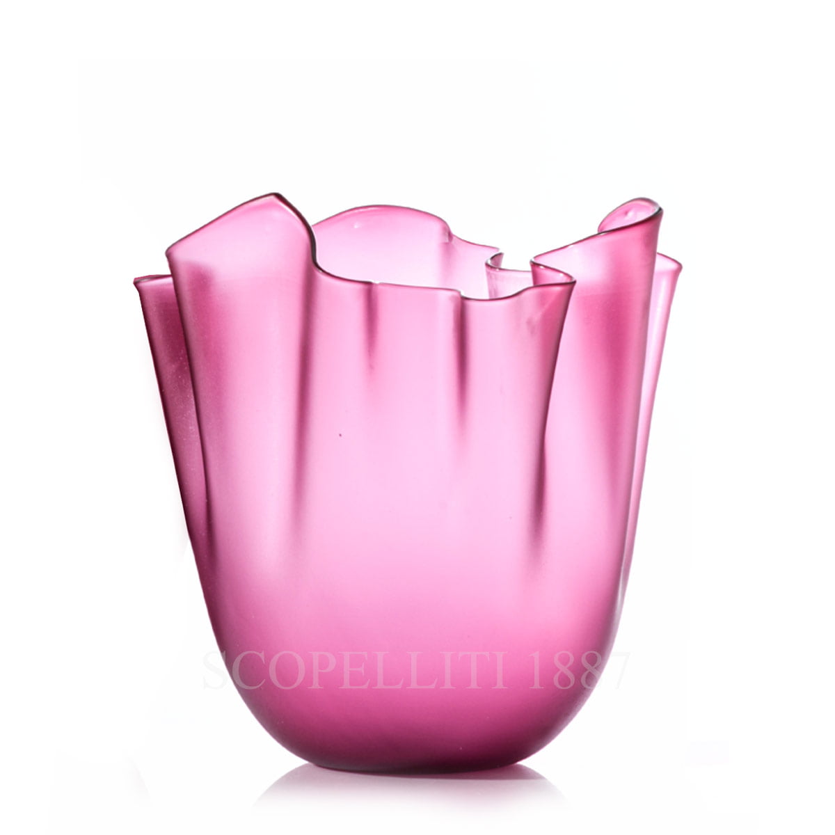 베니니 Venini Fazzoletto Vase Magenta Transparent Sandblasted Medium 700.02 Transparent Sandblasted