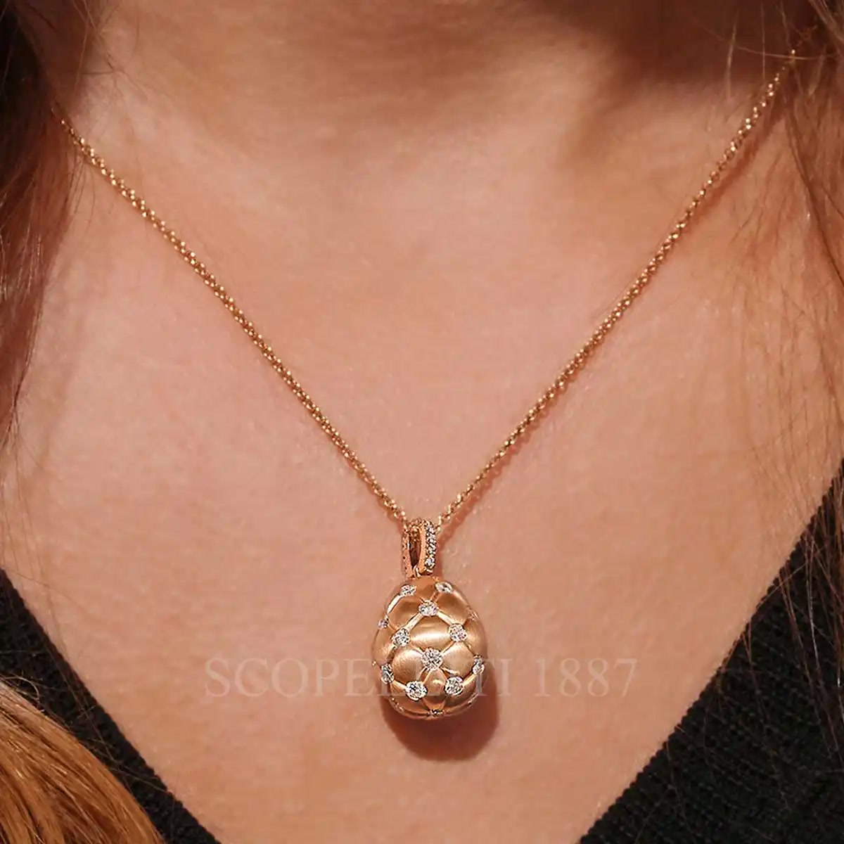 파베르제 Fabergé Heritage Quilted Egg Pendant Rose Gold 158FP305 3/5