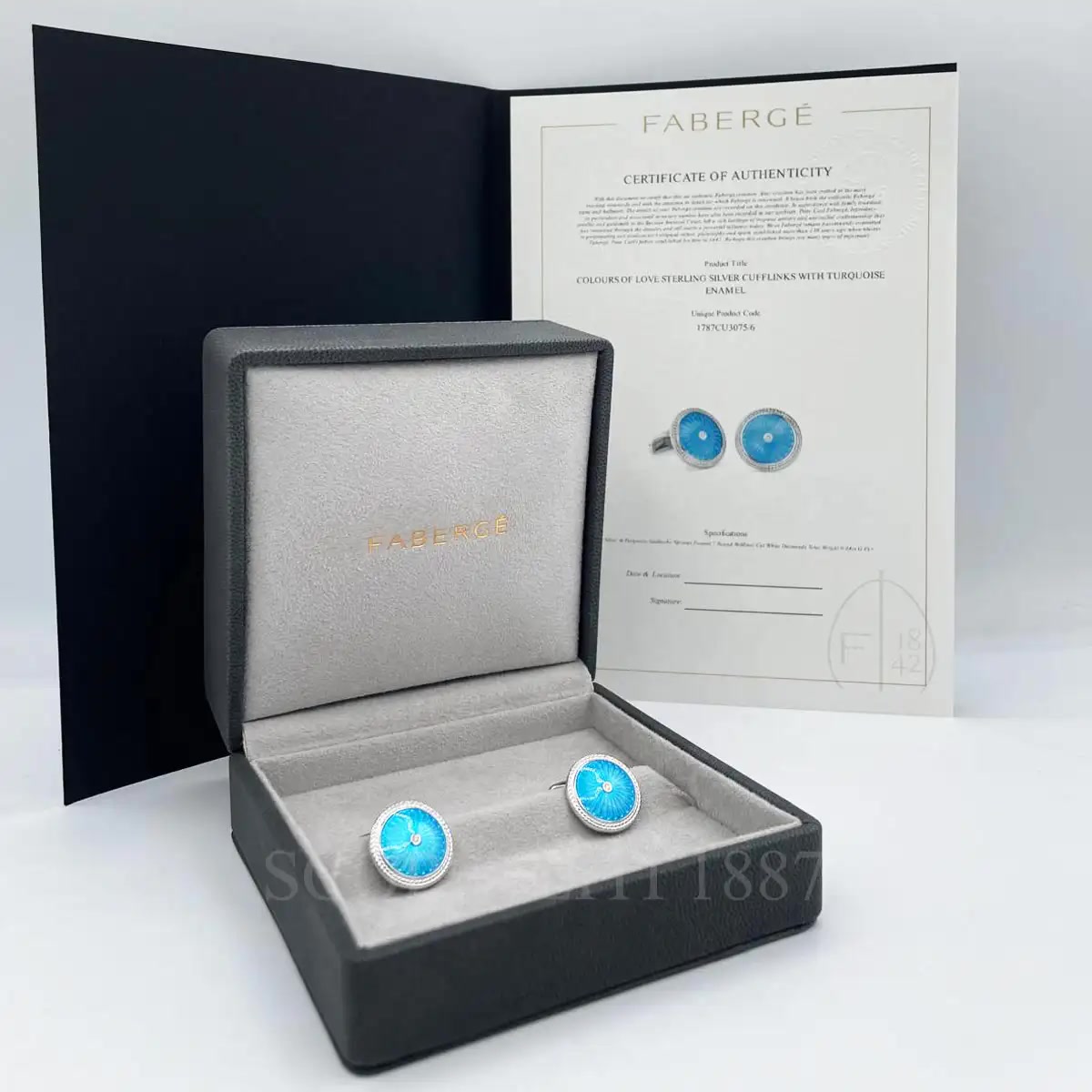 파베르제 Fabergé Turquoise Sterling Silver Cufflinks 1787CU3075/6 2/3