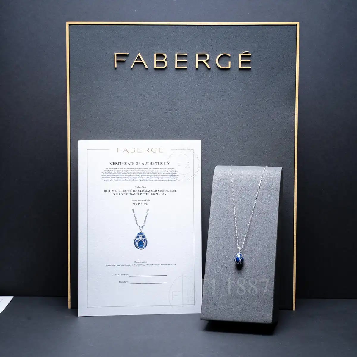 파베르제 Faberge Heritage Palais Egg Pendant Blue Small 213FP1351 2/4