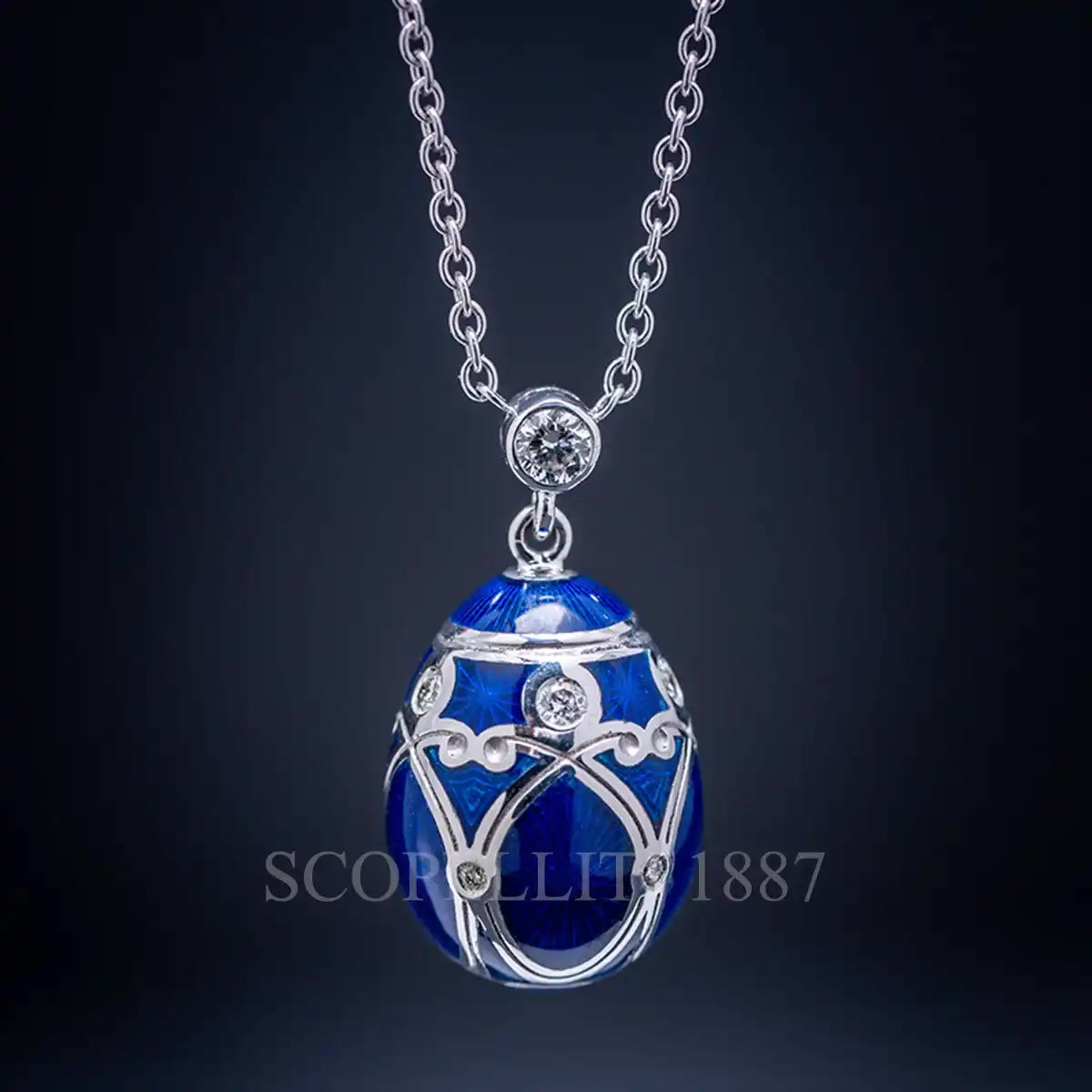 파베르제 Faberge Heritage Palais Egg Pendant Blue Small 213FP1351 3/4