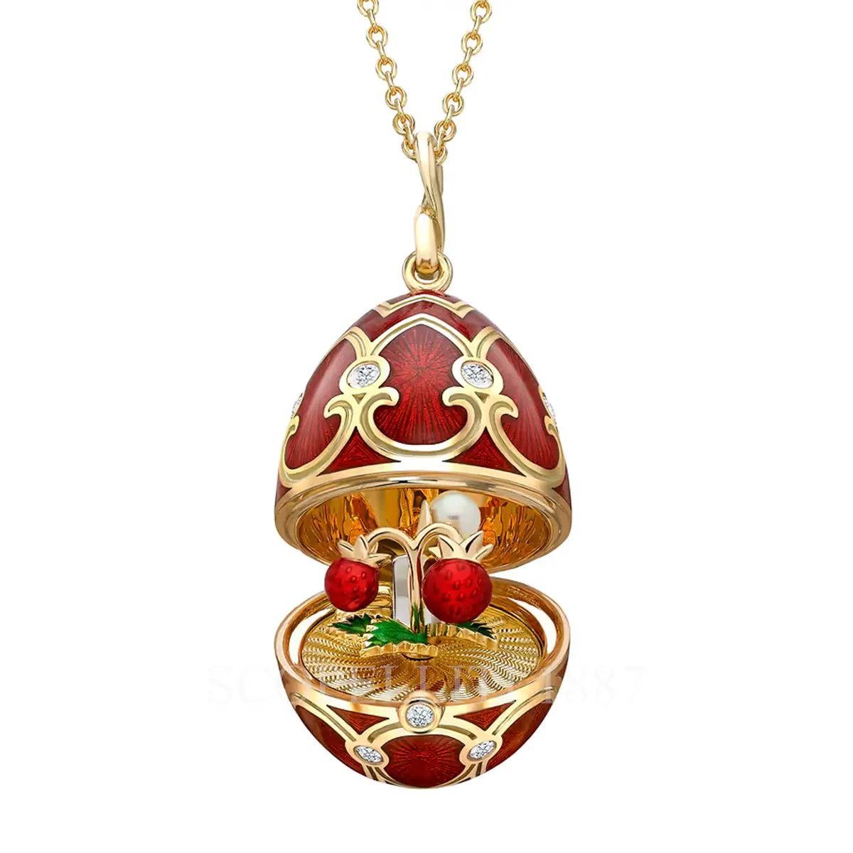 파베르제 Fabergé Heritage Strawberry Surprise Egg Pendant 3639 1/3