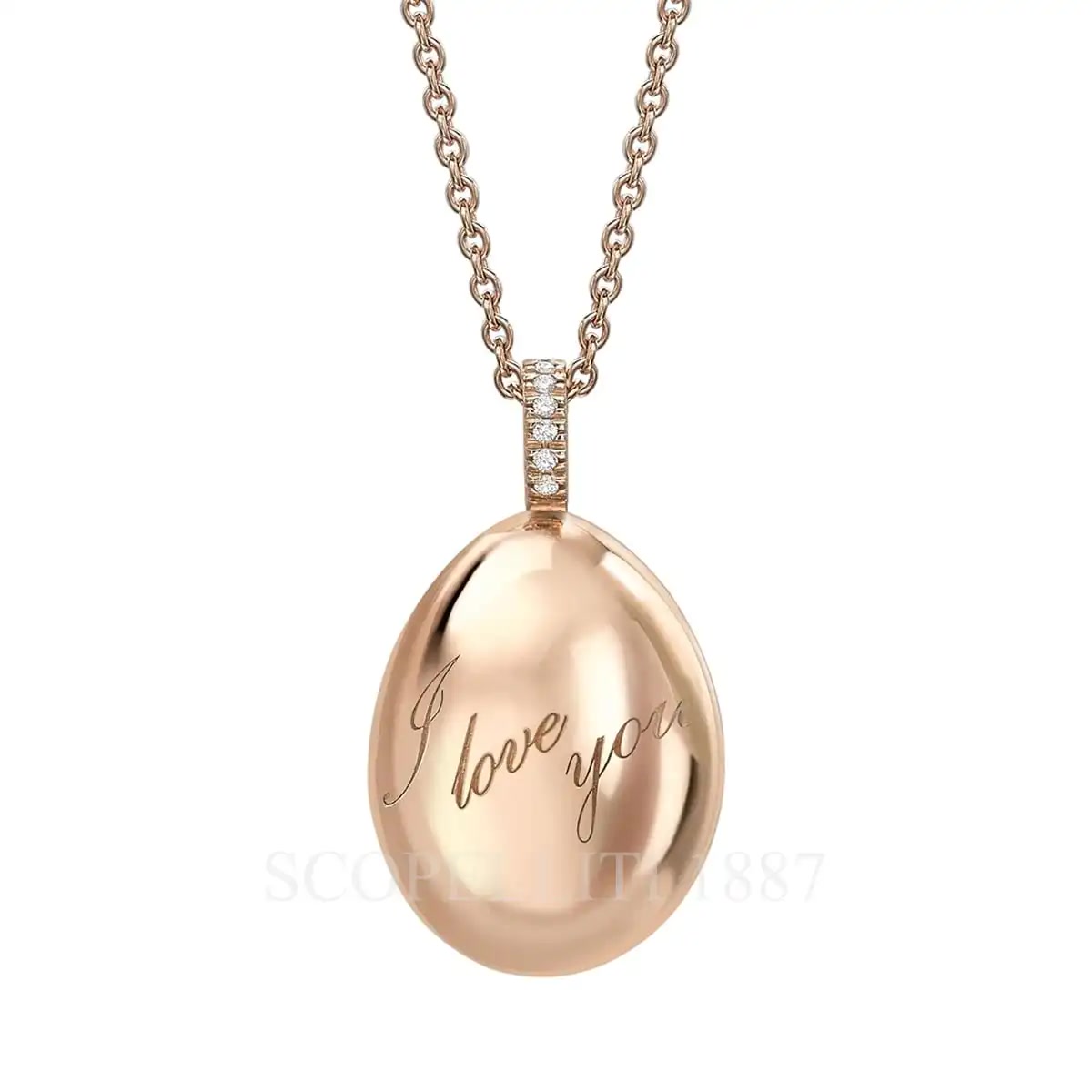 파베르제 Fabergé Essence Rose Gold Egg Pendant I Love You 409FP745 1/5