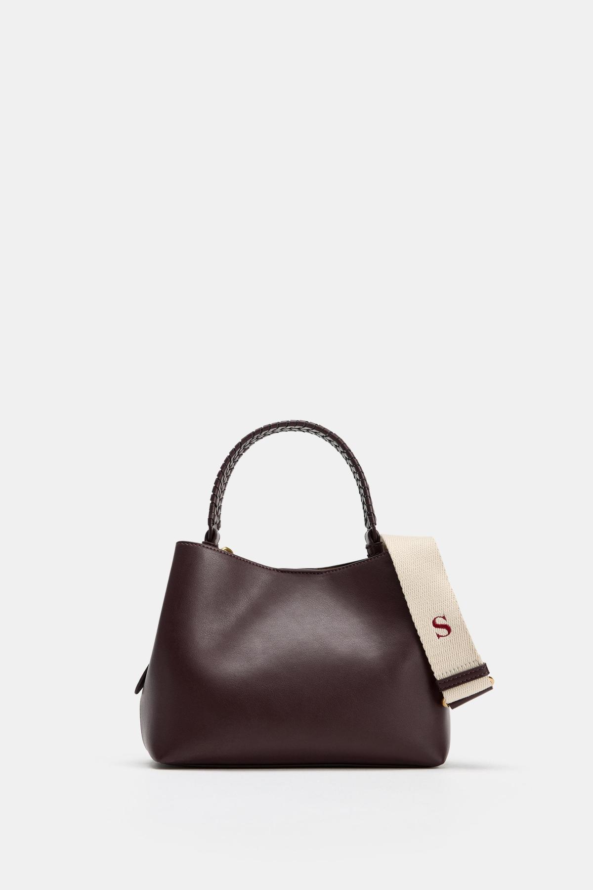 자라 브레이드 핸들 탈착 스트랩 핸드백 6655/810/624 BURGUNDY RED
